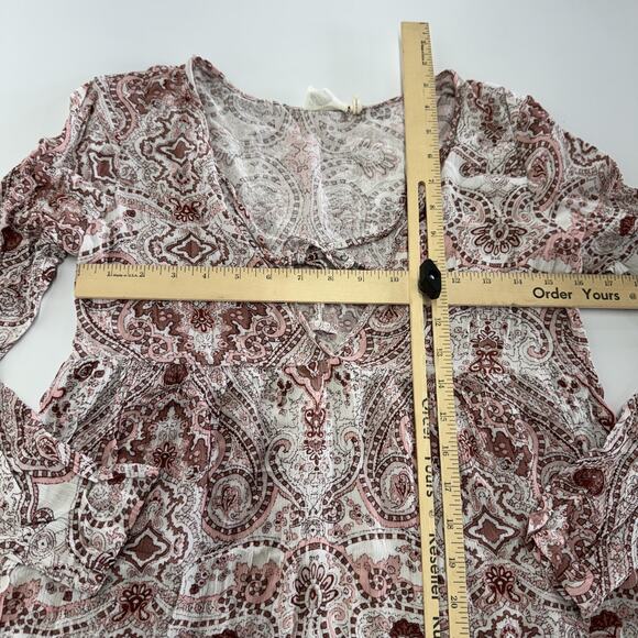 Lilka Dress Womens Extra Small Pink White Paisley Boho Mini Anthropologie - Picture 8 of 9